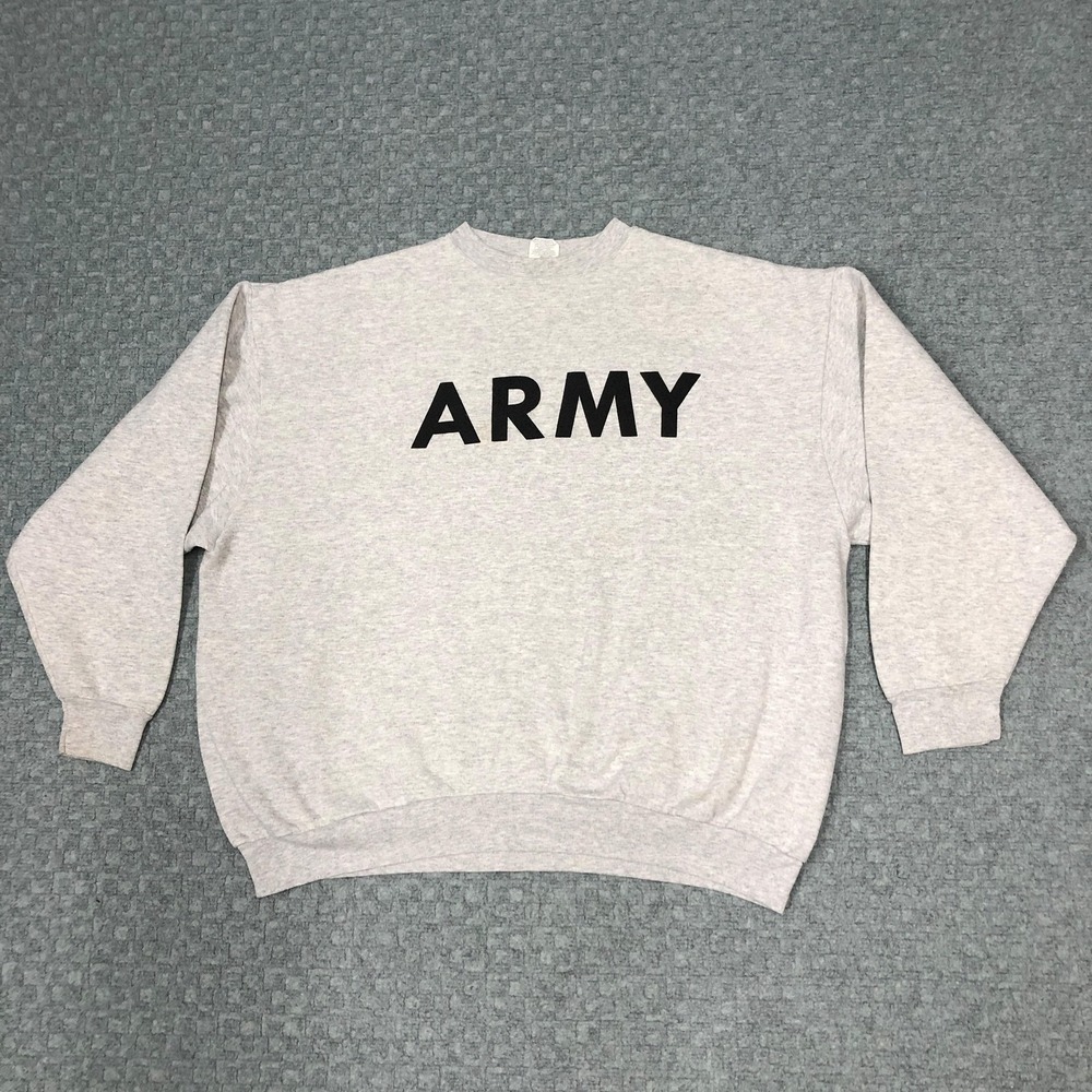 Vintage Brookline Sweatshirt Mens XL Gray ARMY Graphic Fleece USA Crewneck